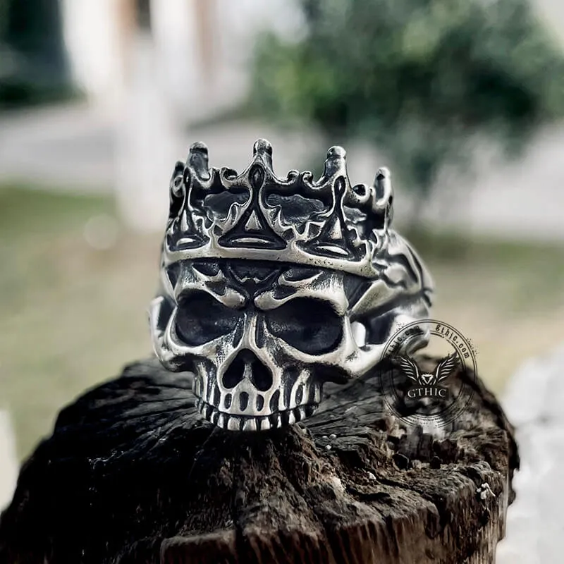 Skeleton King With Crown Sterling Silver Skull Ring sold by GTHIC product image thumbnail 3