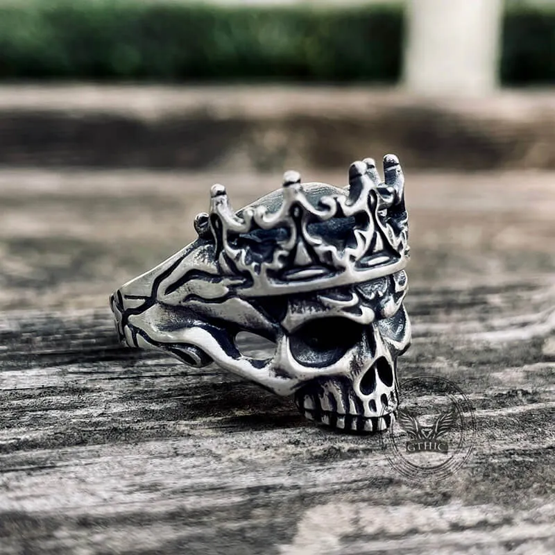 Skeleton King With Crown Sterling Silver Skull Ring sold by GTHIC product image thumbnail 4