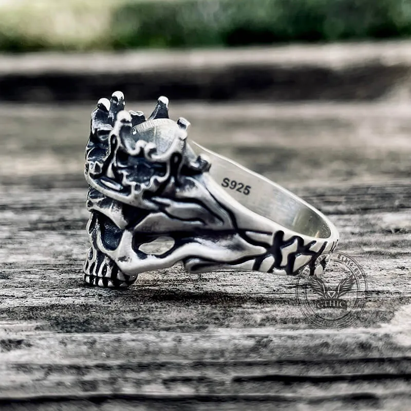 Skeleton King With Crown Sterling Silver Skull Ring sold by GTHIC product image thumbnail 5