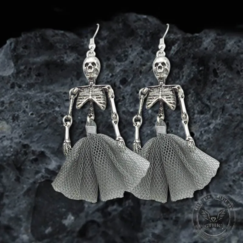 Halloween Joint Movable Dancing Skull Alloy Earrings sold by GTHIC