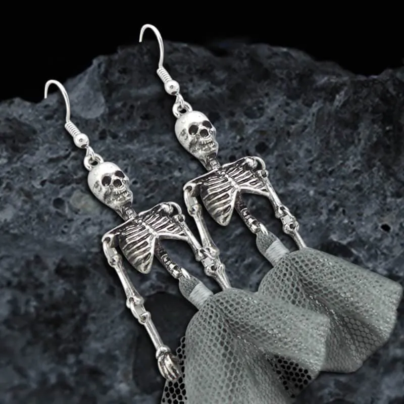 Halloween Joint Movable Dancing Skull Alloy Earrings sold by GTHIC product image thumbnail 2