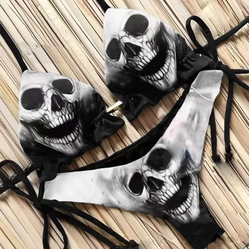 Rose Skull Print Gothic Bikini Set sold by GTHIC product image thumbnail 2