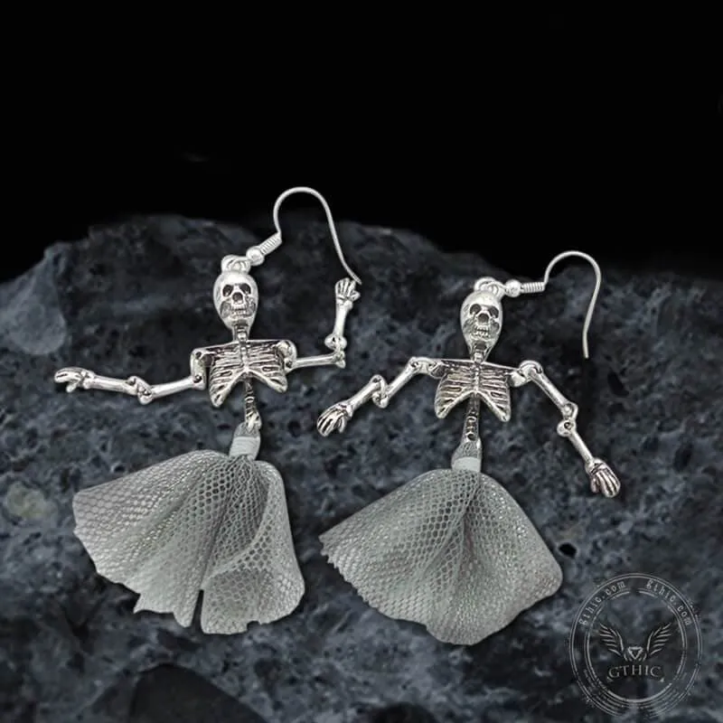 Halloween Joint Movable Dancing Skull Alloy Earrings sold by GTHIC product image thumbnail 5