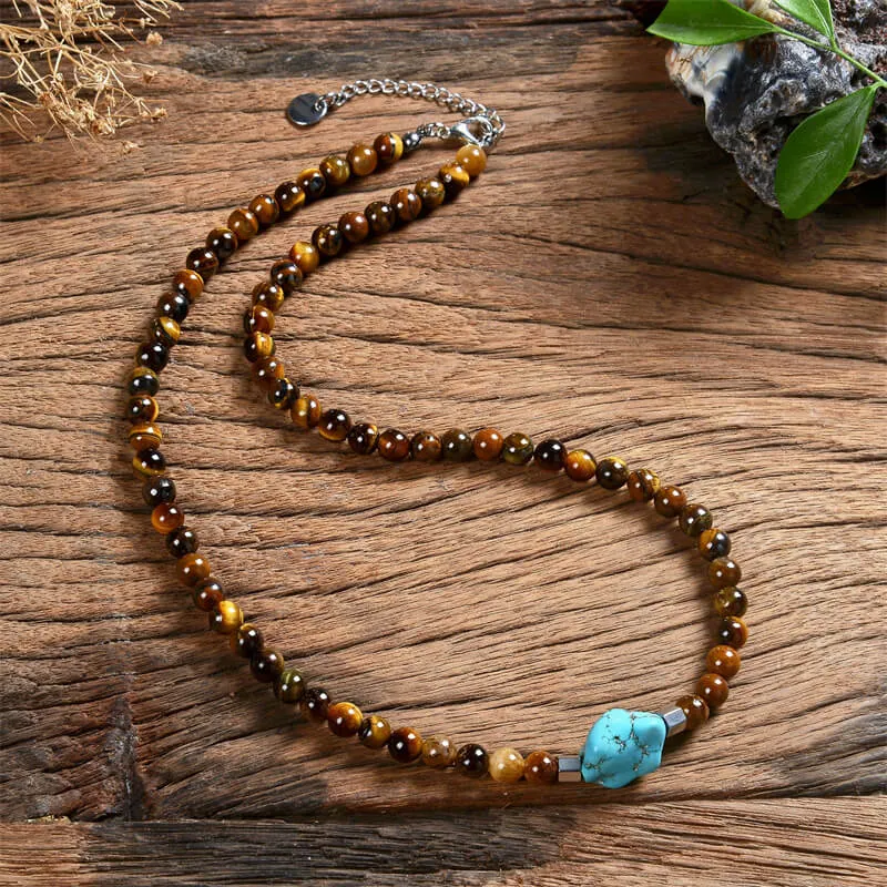 Natural Stone Beads Turquoise Stainless Steel Necklace sold by GTHIC product image thumbnail 2