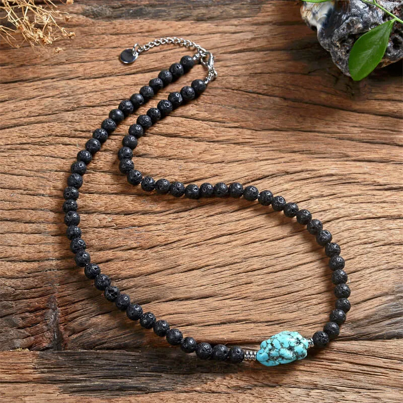 Natural Stone Beads Turquoise Stainless Steel Necklace sold by GTHIC product image thumbnail 3
