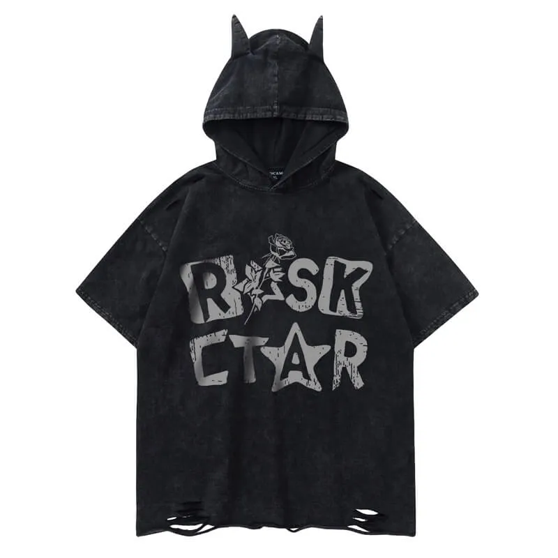 Vintage Rose Letter Print Hoodie sold by GTHIC product image thumbnail 2