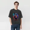 Cyberpunk Wolf Print Washed T-shirt sold by GTHIC