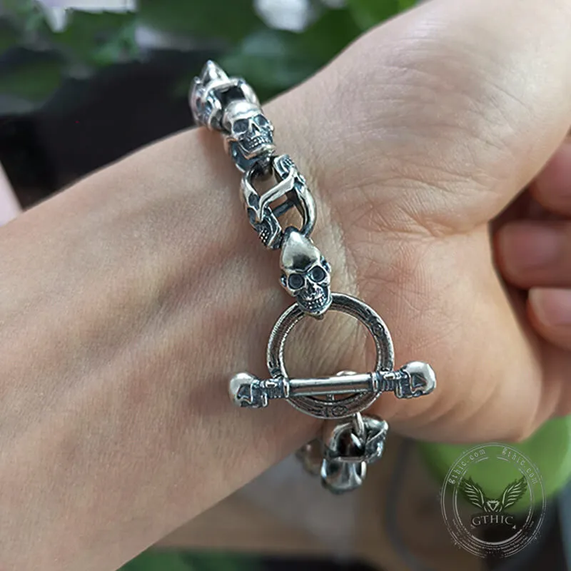Skull Sterling Silver Punk Bracelet sold by GTHIC product image thumbnail 4