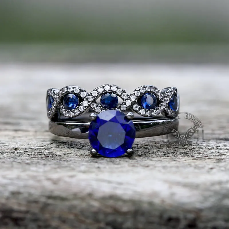 Black Inlaid Blue Zircon Stacking Ring sold by GTHIC product image thumbnail 5