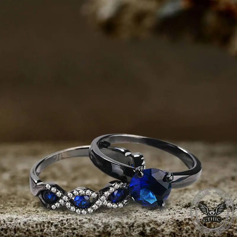 Black Inlaid Blue Zircon Stacking Ring sold by GTHIC product image thumbnail 4