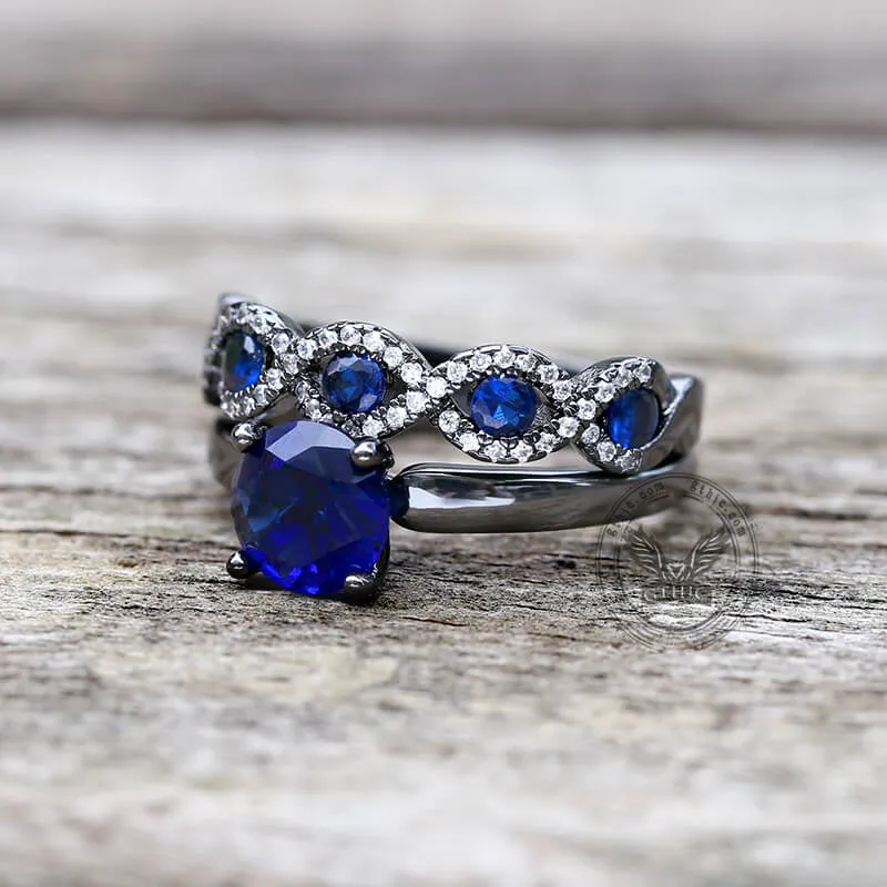 Black Inlaid Blue Zircon Stacking Ring sold by GTHIC product image thumbnail 3