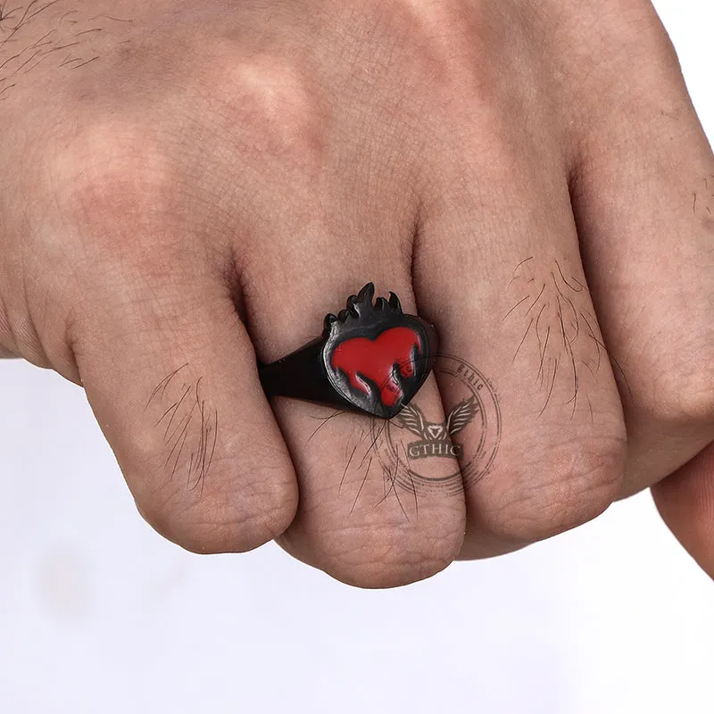Flame Heart Shape Stainless Steel Oil Drop Ring sold by GTHIC product image thumbnail 2