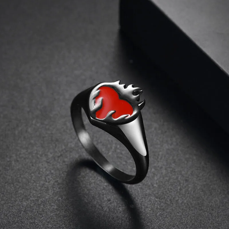 Flame Heart Shape Stainless Steel Oil Drop Ring sold by GTHIC