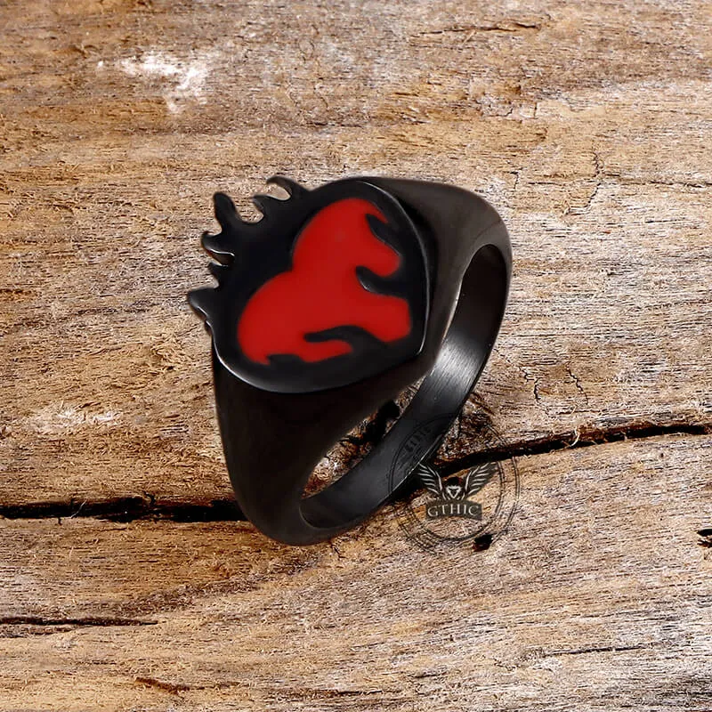 Flame Heart Shape Stainless Steel Oil Drop Ring sold by GTHIC product image thumbnail 4