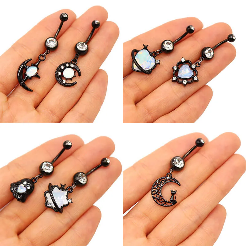Black Moon Design Inlaid Zircon Alloy Belly Ring sold by GTHIC product image thumbnail 3