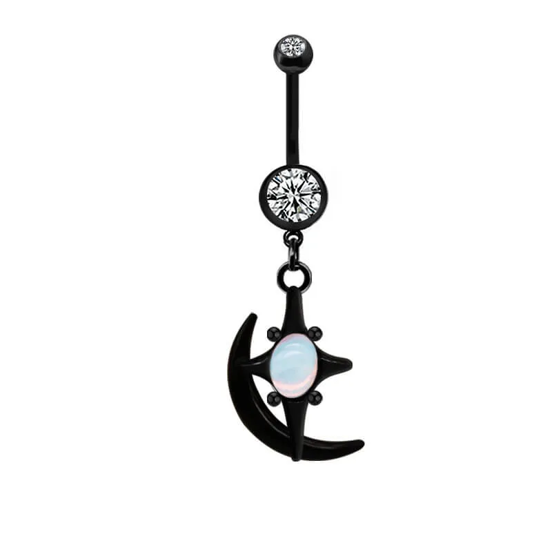 Black Moon Design Inlaid Zircon Alloy Belly Ring sold by GTHIC product image thumbnail 4