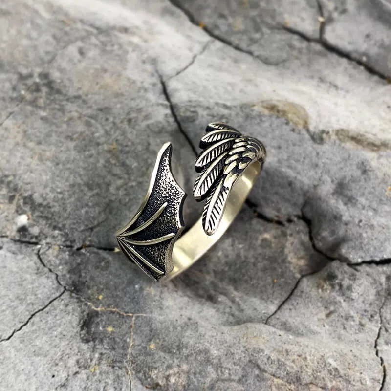 Gothic Angel Demon Wing Sterling Silver Ring sold by GTHIC