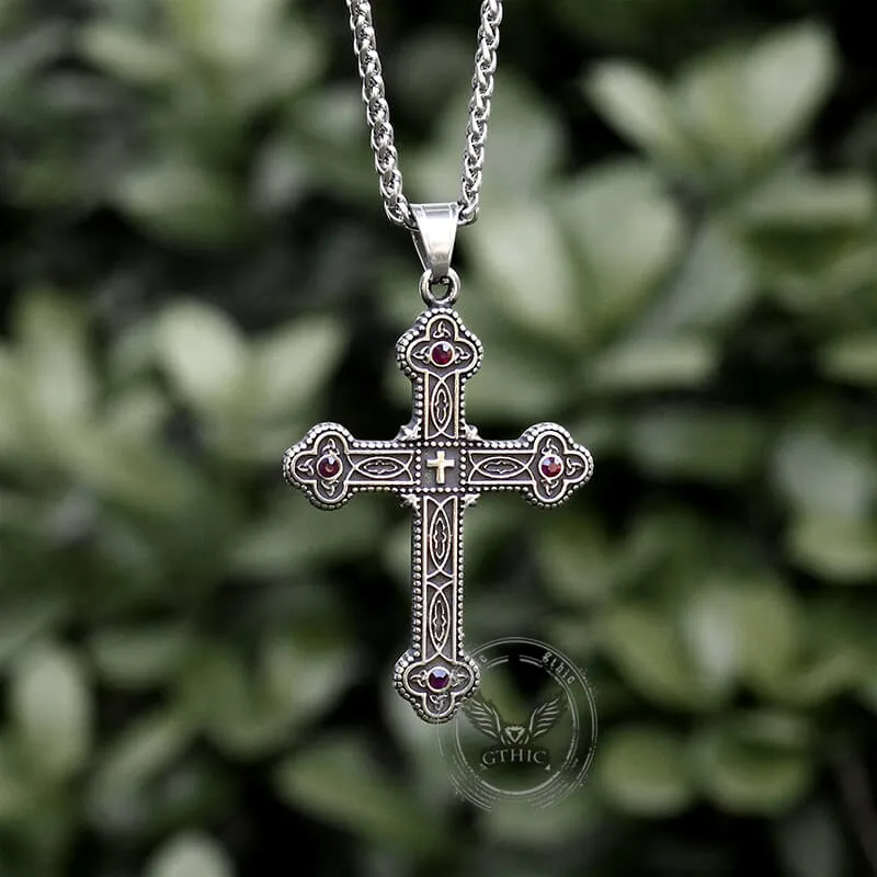 Gem-Set Budded Cross Stainless Steel Pendant sold by GTHIC product image thumbnail 3