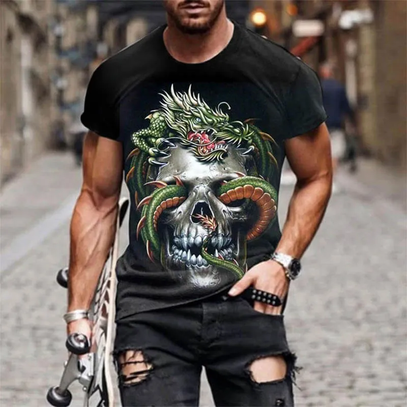 Dragon Twisted Skull Polyester T-Shirt sold by GTHIC product image thumbnail 2