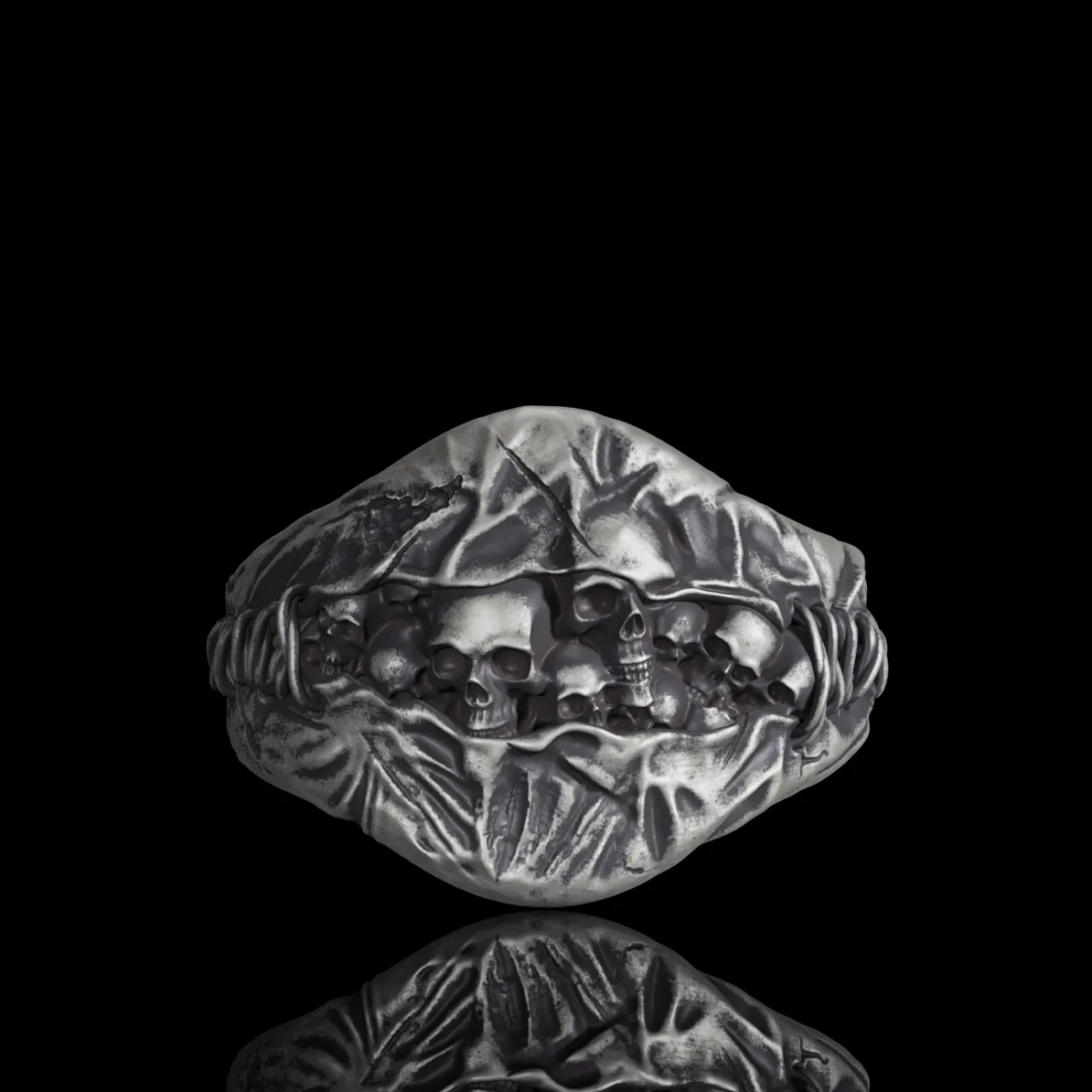 Stitched Skull Sterling Silver Gothic Ring sold by GTHIC