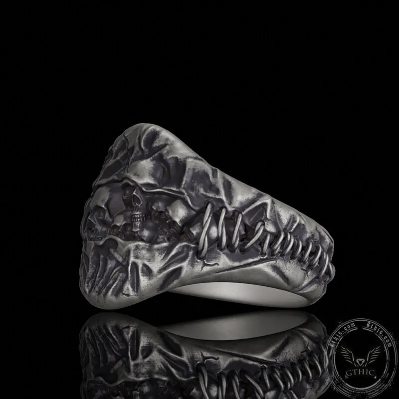 Stitched Skull Sterling Silver Gothic Ring sold by GTHIC product image thumbnail 4
