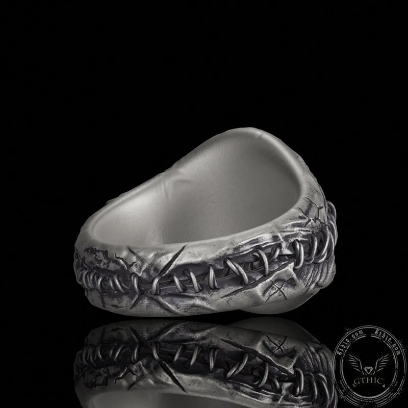 Stitched Skull Sterling Silver Gothic Ring sold by GTHIC product image thumbnail 5