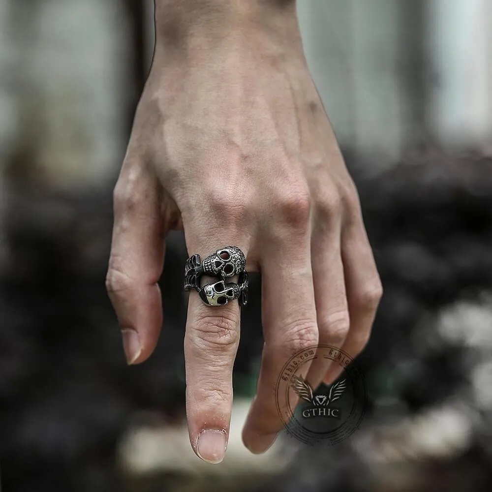 Double Skulls Stainless Steel Ring sold by GTHIC product image thumbnail 2