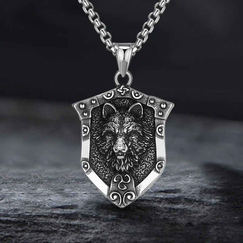 Punk Lion Wolf Shield Stainless Steel Necklace sold by GTHIC product image thumbnail 4
