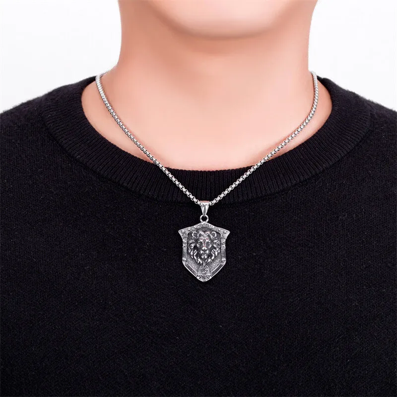 Punk Lion Wolf Shield Stainless Steel Necklace sold by GTHIC product image thumbnail 2