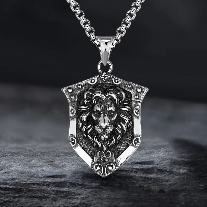 Punk Lion Wolf Shield Stainless Steel Necklace sold by GTHIC product image thumbnail 3