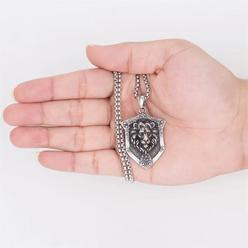 Punk Lion Wolf Shield Stainless Steel Necklace sold by GTHIC product image thumbnail 5