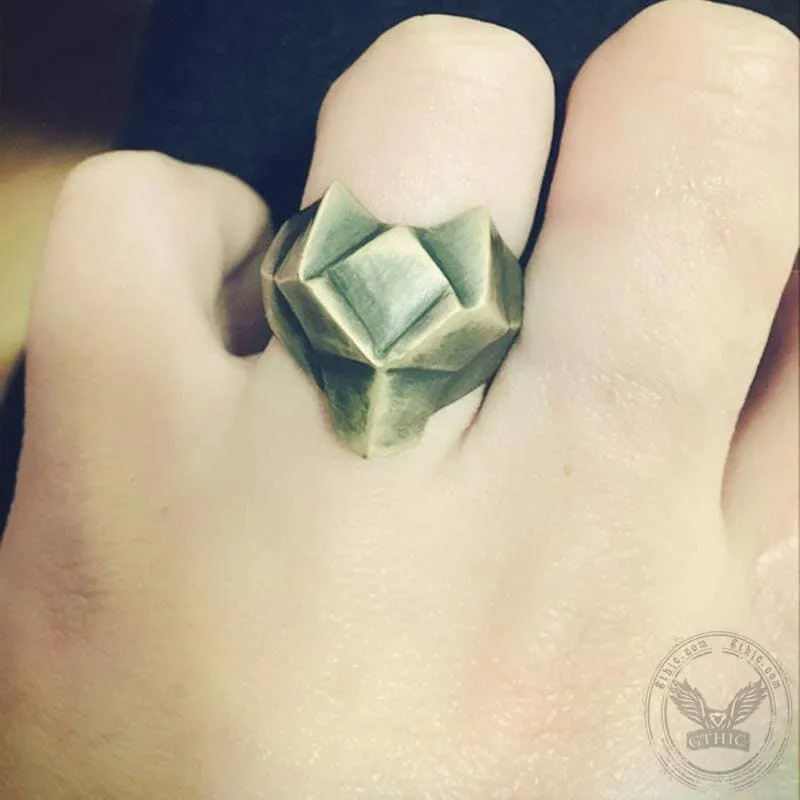 Faceted Fox Head Sterling Silver Biker Ring sold by GTHIC product image thumbnail 2