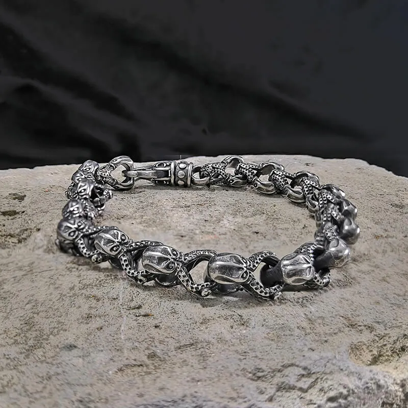Skull Octopus Stainless Steel Biker Bracelet sold by GTHIC