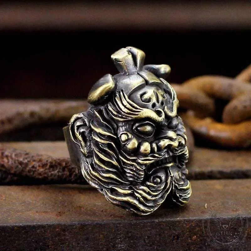 Chinese Ghost Catcher Zhong Kui Brass Mythology Ring sold by GTHIC product image thumbnail 3