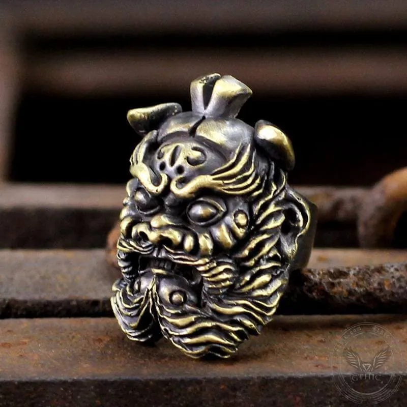 Chinese Ghost Catcher Zhong Kui Brass Mythology Ring sold by GTHIC product image thumbnail 2