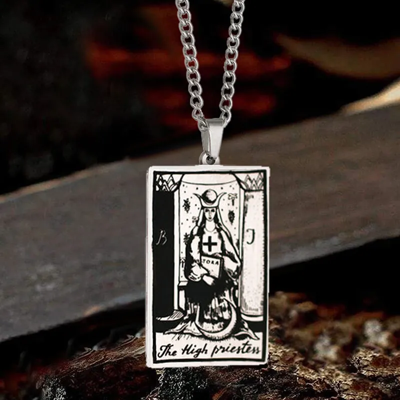 The High Priestess Tarot Card Stainless Steel Necklace sold by GTHIC