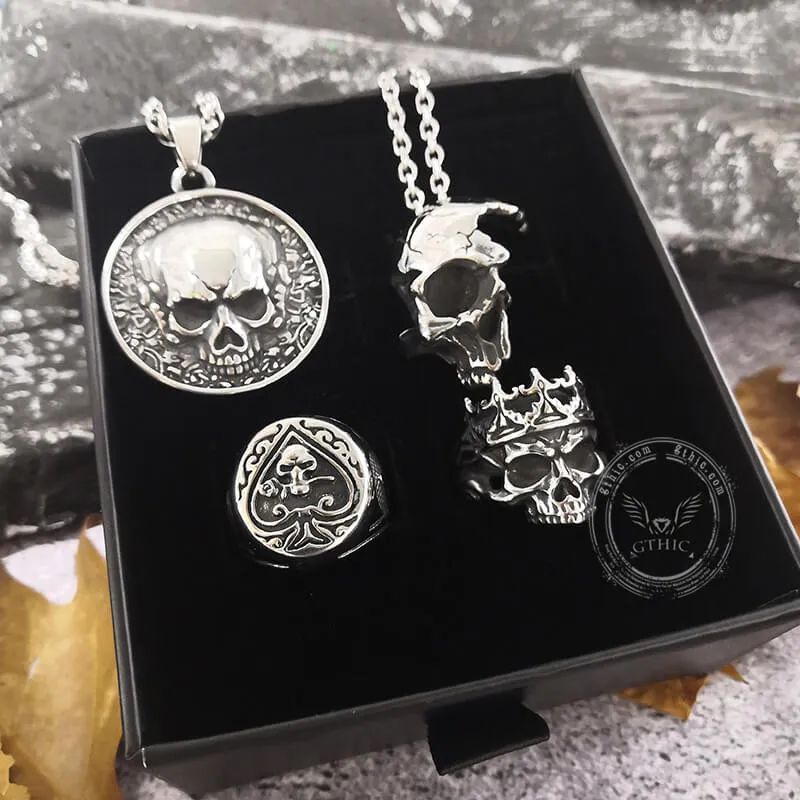 4 Pcs Stainless Steel Skull Jewelry Set sold by GTHIC product image thumbnail 4