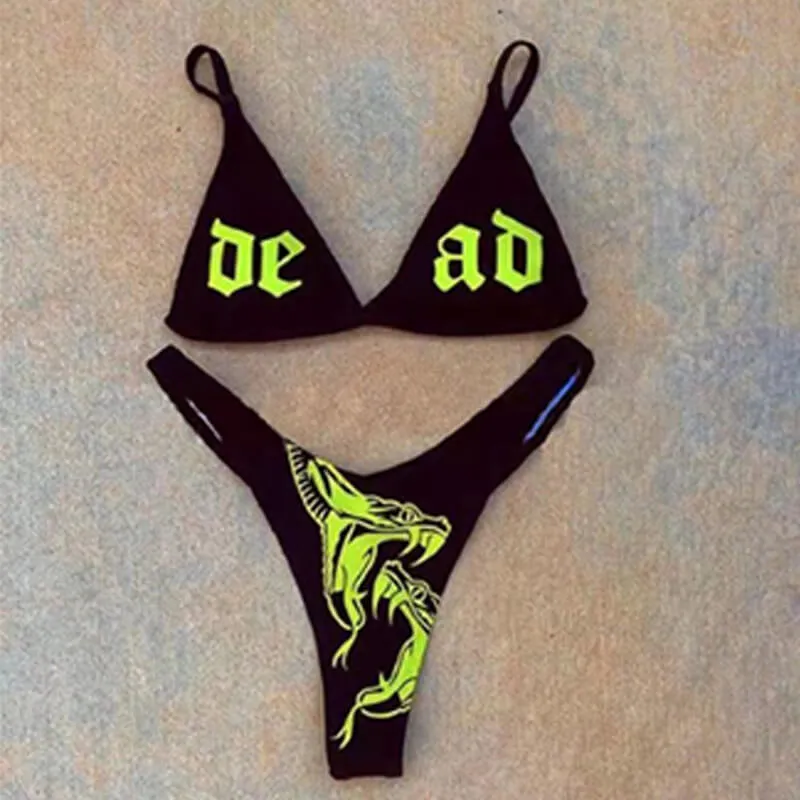 Gothic Letters Skull Print Bikini Set sold by GTHIC product image thumbnail 2