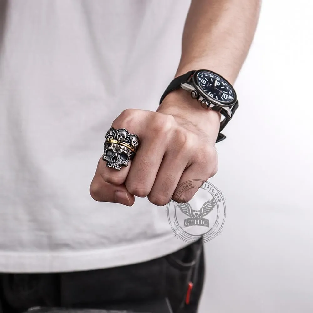 King Skull Crown Sterling Silver Brass Ring sold by GTHIC product image thumbnail 2