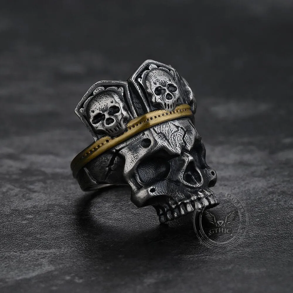 King Skull Crown Sterling Silver Brass Ring sold by GTHIC product image thumbnail 4