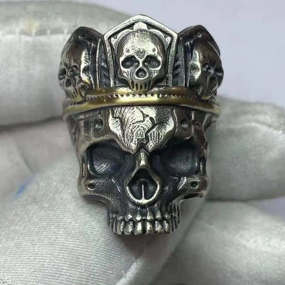 King Skull Crown Sterling Silver Brass Ring sold by GTHIC