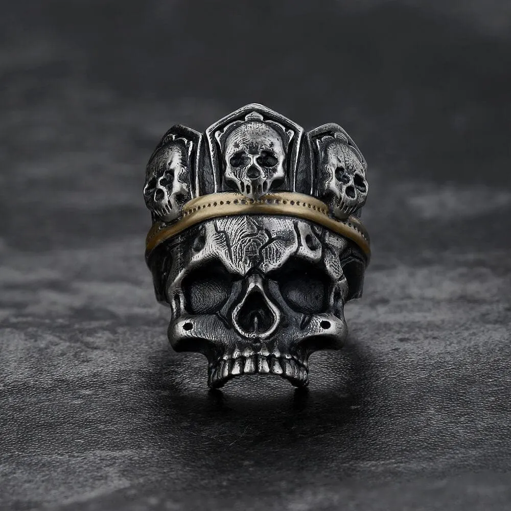 King Skull Crown Sterling Silver Brass Ring sold by GTHIC product image thumbnail 3