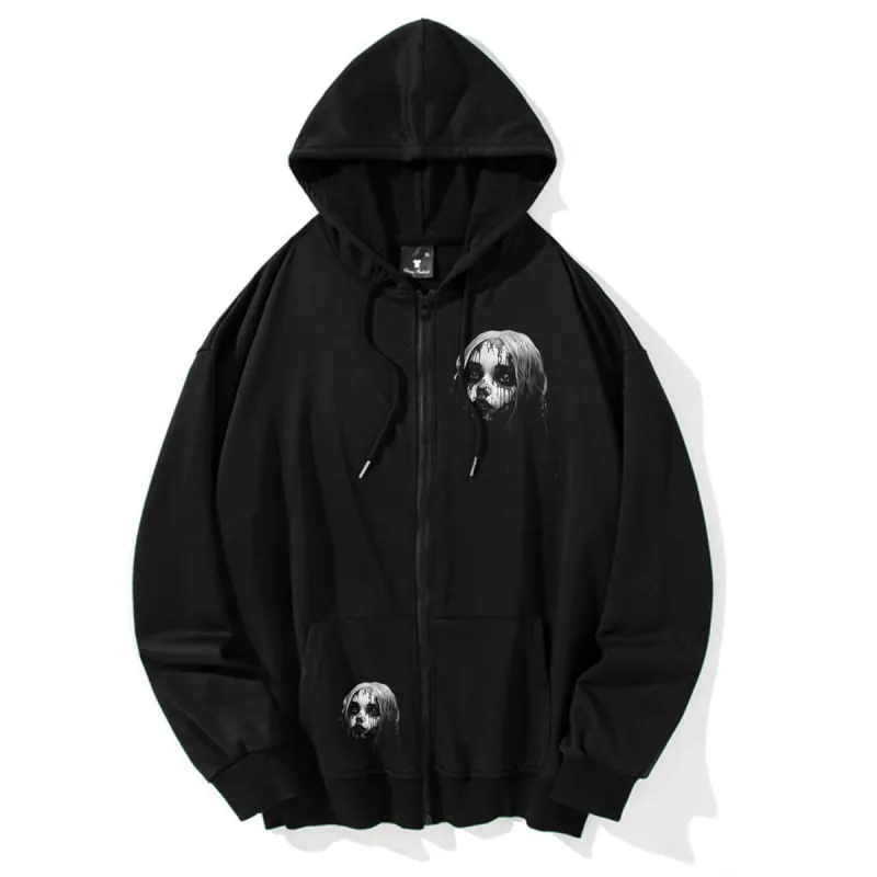 Horror Goth Girl Print Hoodie Coat sold by GTHIC