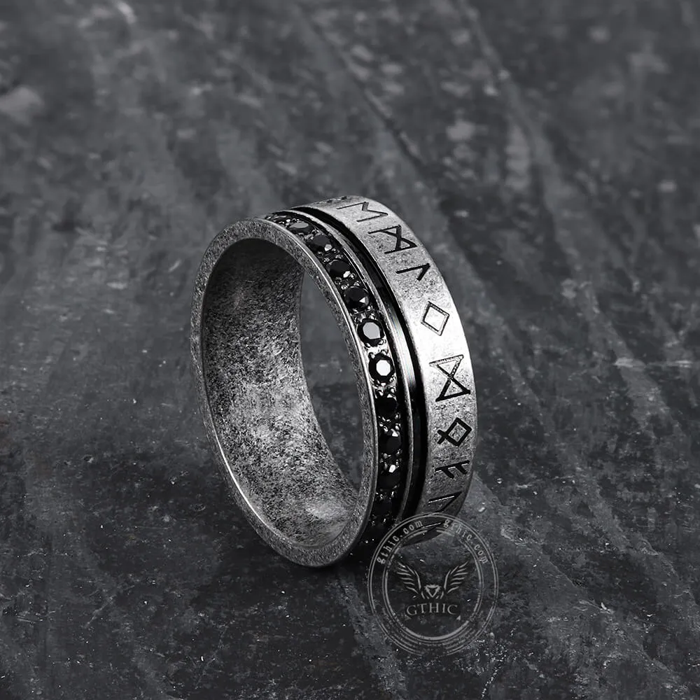 Runes Black Stone Stainless Steel Ring sold by GTHIC product image thumbnail 3