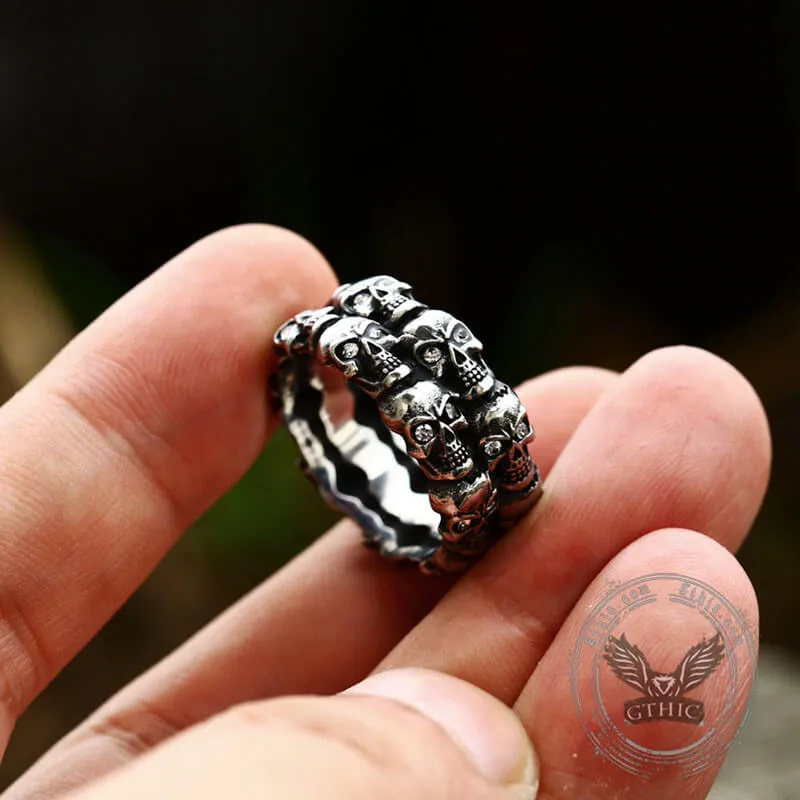 Punk Skulls Stainless Steel Ring sold by GTHIC product image thumbnail 5