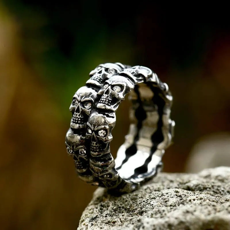Punk Skulls Stainless Steel Ring sold by GTHIC