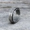 Viking Runes Carved Stainless Steel Spinner Ring sold by GTHIC