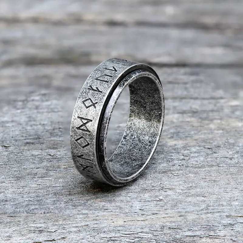Viking Runes Carved Stainless Steel Spinner Ring sold by GTHIC product image thumbnail 3