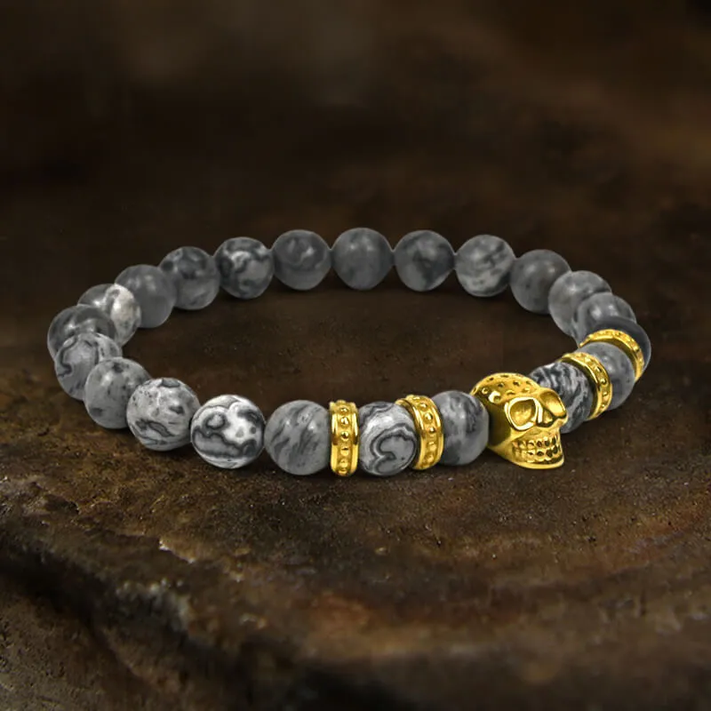 Volcanic Rock Stainless Steel Skull Bracelet sold by GTHIC product image thumbnail 5