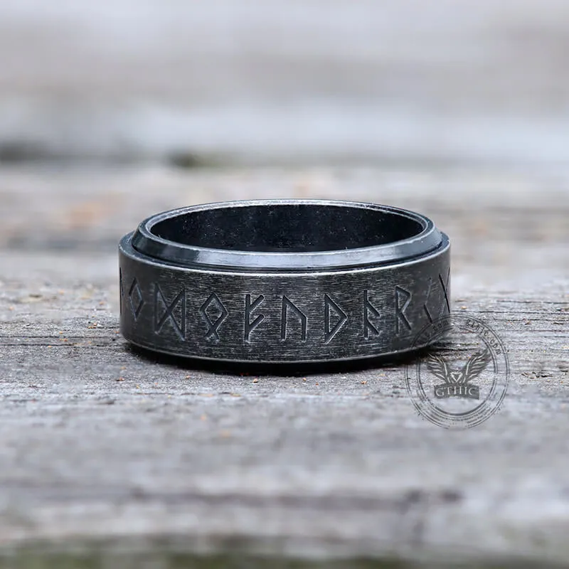 Viking Runes Carved Stainless Steel Spinner Ring sold by GTHIC product image thumbnail 5